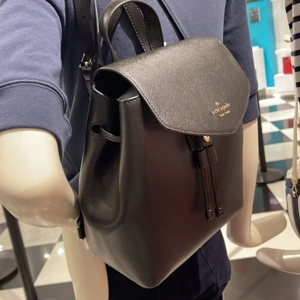 Kate Spade Lizzie Medium Flap Backpack Black - Picture 6 of 16